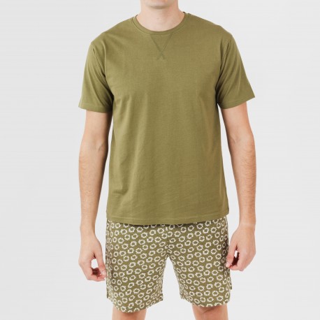 Pijama curto algodão homem Khalil verde