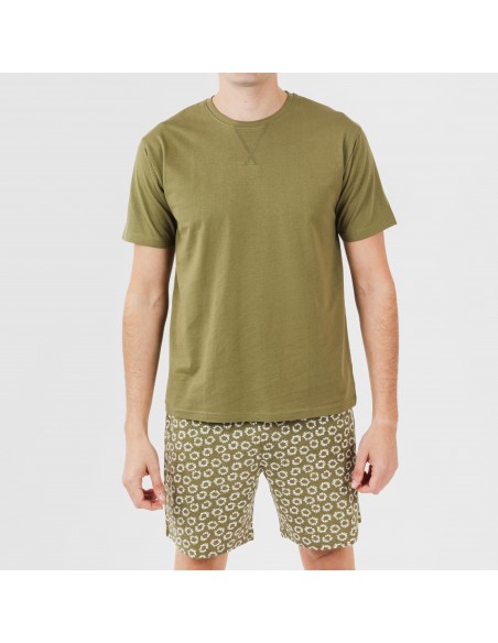 Pijama curto algodão homem Khalil verde
