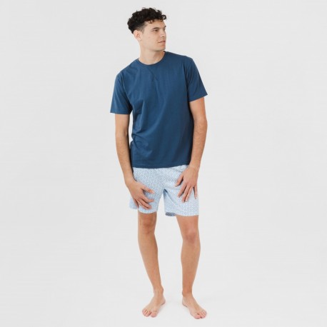 Pijama curto algodão homem Timon azul