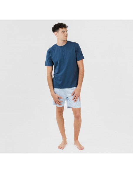 Pijama curto algodão homem Timon azul