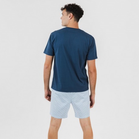 Pijama curto algodão homem Timon azul