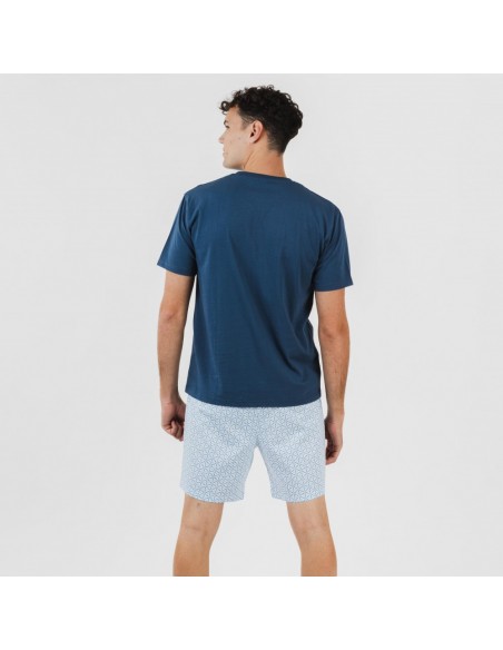 Pijama curto algodão homem Timon azul