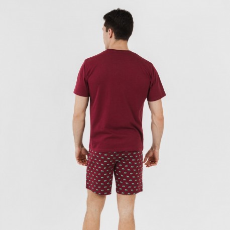 Pijama curto algodão homem Nino bordeaux