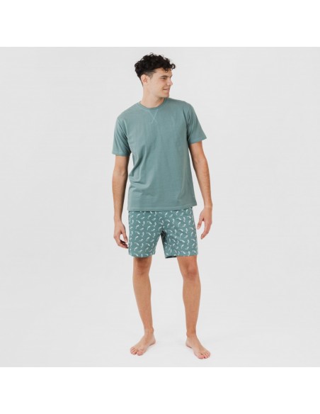 Pijama curto algodão homem Flip verde pijamas-curtos-homem