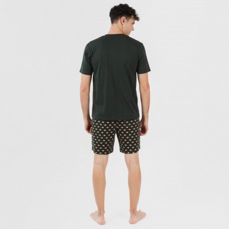 Pijama curto algodão homem Nino verde garrafa