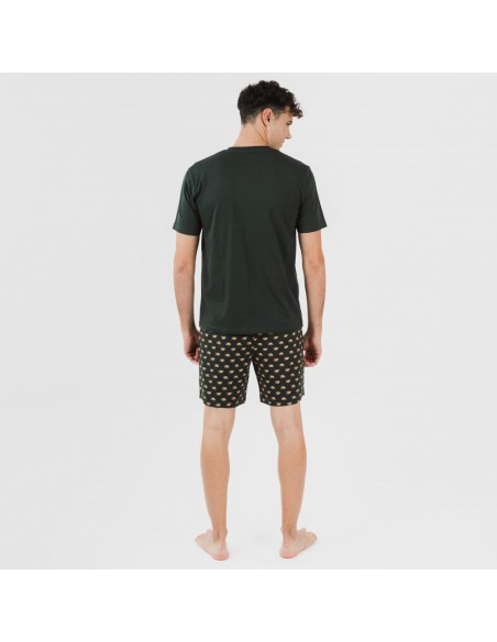 Pijama curto algodão homem Nino verde garrafa