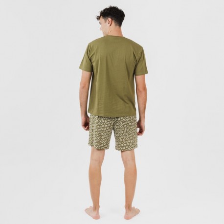 Pijama curto algodão homem Khalil verde