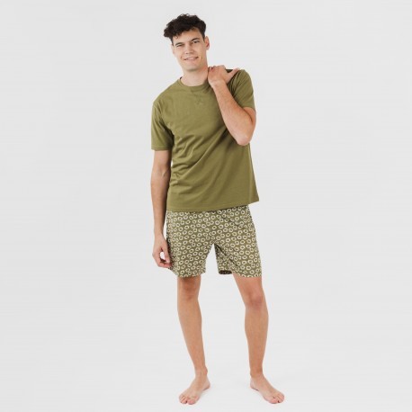 Pijama curto algodão homem Khalil verde