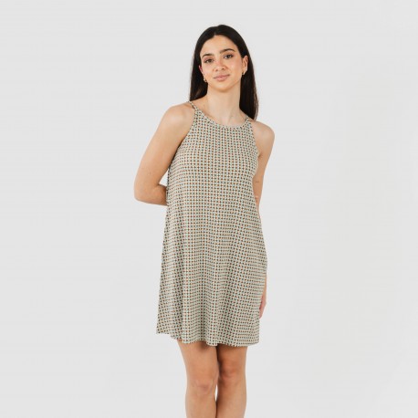 Vestido curto alças crepe Tamila arena