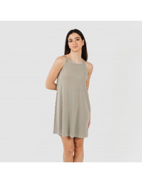 Vestido curto alças crepe Tamila arena