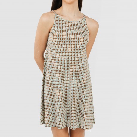 Vestido curto alças crepe Tamila arena