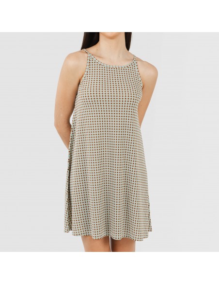 Vestido curto alças crepe Tamila arena