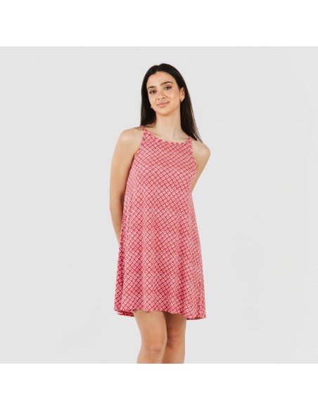 Vestido curto alças crepe Neville fresa Vestido curto alças crepe Neville fresa