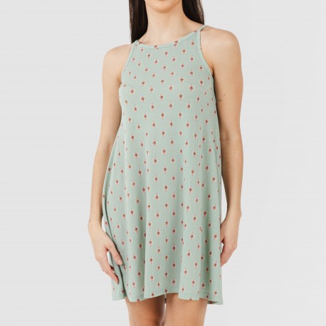 Vestido curto alças crepe Alessia verde