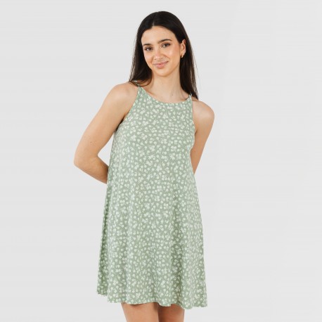 Vestido curto alças crepe Oniris verde caça vestidos-y-blusones