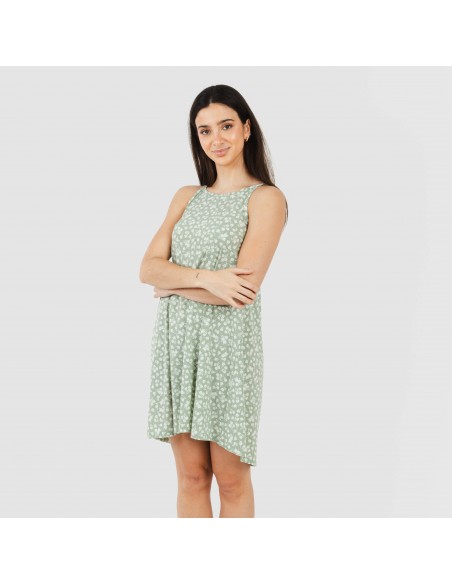 Vestido curto alças crepe Oniris verde caça Vestido curto alças crepe Oniris verde caça