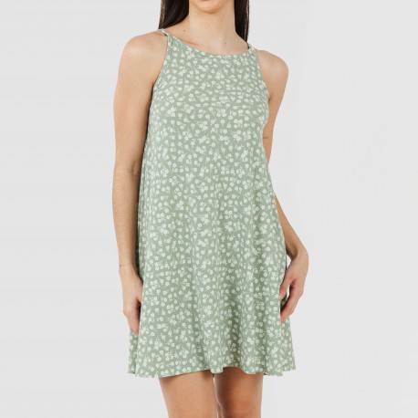 Vestido curto alças crepe Oniris verde caça