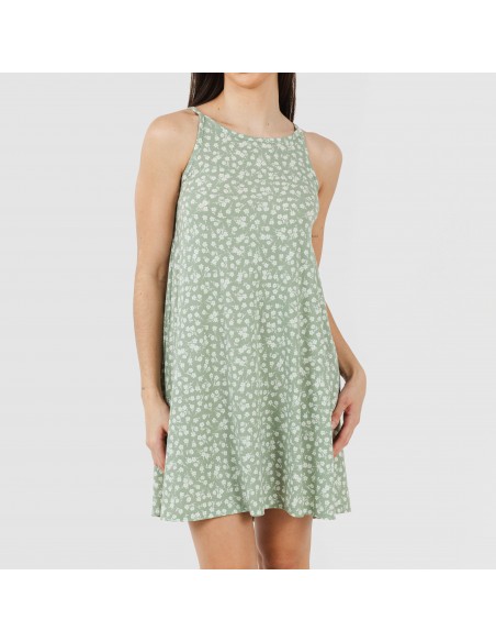 Vestido curto alças crepe Oniris verde caça Vestido curto alças crepe Oniris verde caça