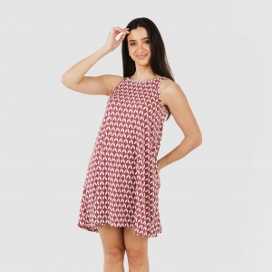 Vestido curto alças crepe Alino beringela