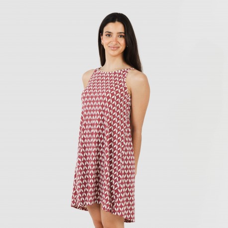 Vestido curto alças crepe Alino beringela