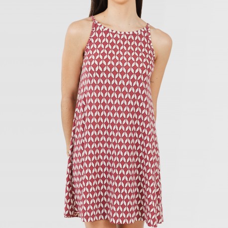 Vestido curto alças crepe Alino beringela