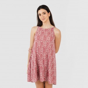 Vestido curto alças crepe Piluca malva rosa