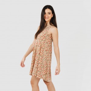 Vestido curto alças crepe Musa cor telha 2