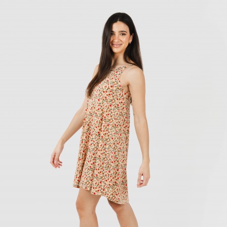 Vestido curto alças crepe Musa cor telha