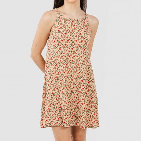 Vestido curto alças crepe Musa cor telha