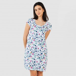 Vestido algodão Maura verde azulado