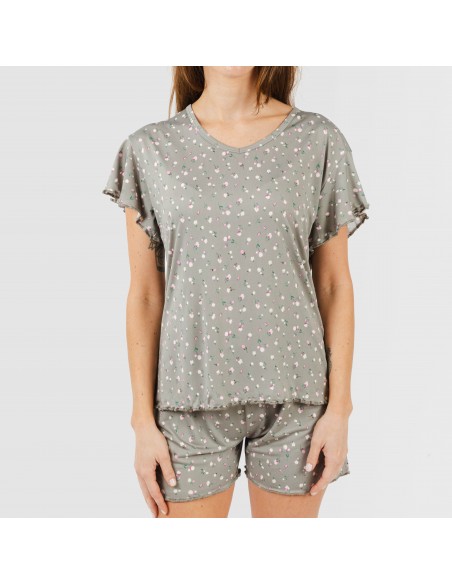 Pijama manga curta mulher soft Jana verde caça Pijama manga curta mulher soft Jana verde caça