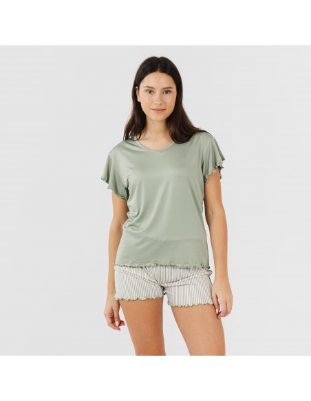 Pijama manga curta mulher soft Raya Leia verde caça Pijama manga curta mulher soft Raya Leia verde caça