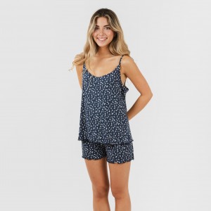Pijama alças mulher soft Amalia azul marinho 2