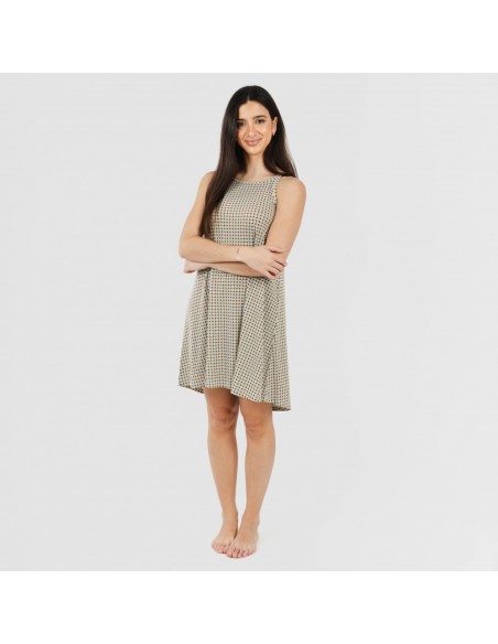 Vestido curto alças crepe Tamila arena