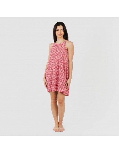 Vestido curto alças crepe Neville fresa Vestido curto alças crepe Neville fresa