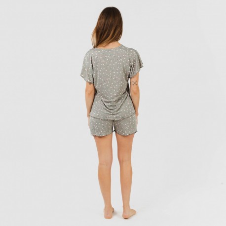 Pijama manga curta mulher soft Jana verde caça