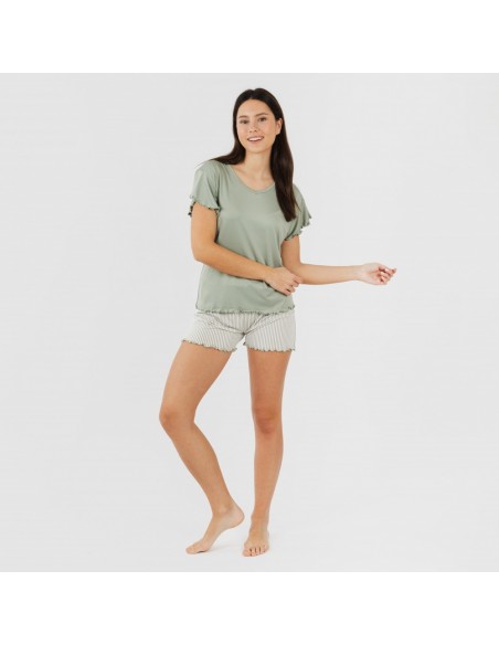 Pijama manga curta mulher soft Raya Leia verde caça Pijama manga curta mulher soft Raya Leia verde caça