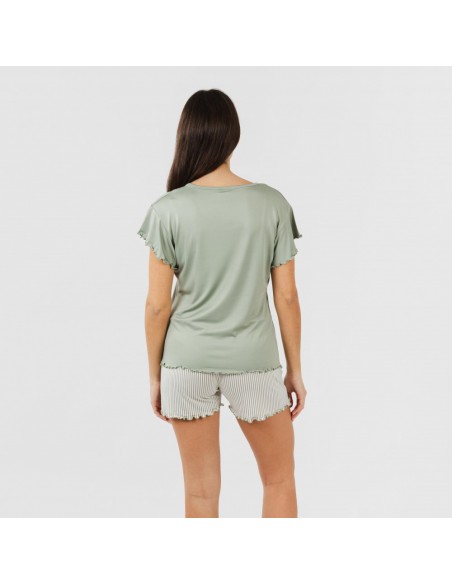Pijama manga curta mulher soft Raya Leia verde caça Pijama manga curta mulher soft Raya Leia verde caça