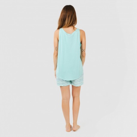 Pijama curto algodão Ola verde água
