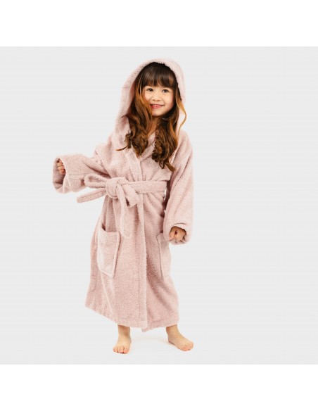 Roupão de banho rosa palo 450gr criança Roupão de banho rosa palo 450gr criança