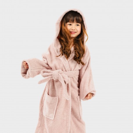 Roupão de banho rosa palo 450gr criança