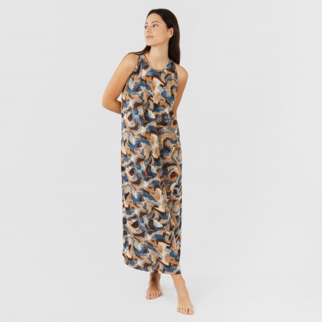 Vestido comprido alças crepe Uliena