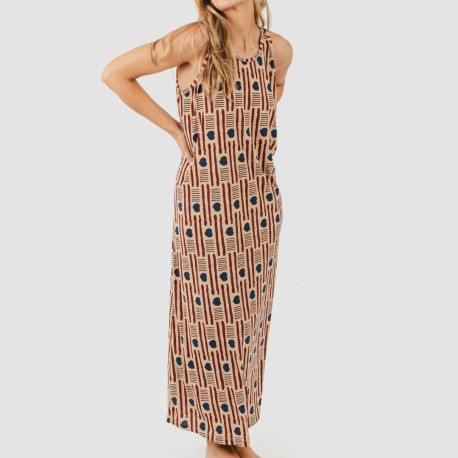 Vestido comprido alças crepe Fresno