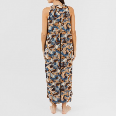 Vestido comprido alças crepe Uliena