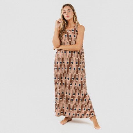 Vestido comprido alças crepe Fresno