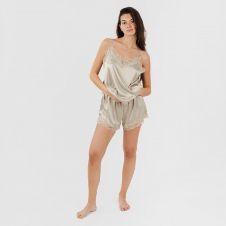 Pijama alças mulher Saten Friday liso