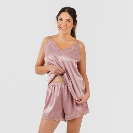 Pijama alças mulher Saten Friday liso