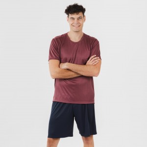 Conjunto desportivo curto técnico homem bordeaux - azul marinho