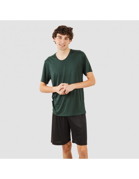 Conjunto desportivo curto técnico homem verde garrafa - preto