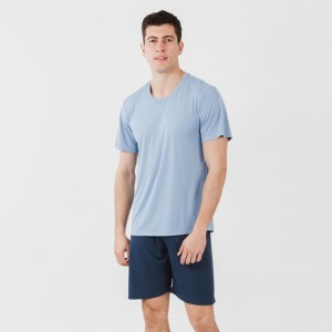 Conjunto desportivo curto técnico homem azul indigo - azul marinho